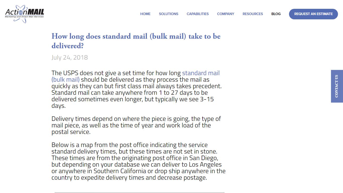 How long does standard mail (bulk mail) take to be delivered ...